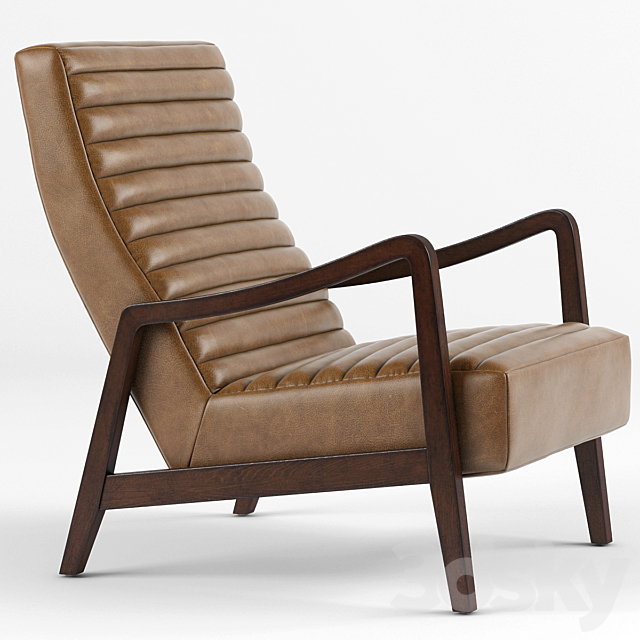 Elkan Modern Classic Camel Leather Brown Armchair 3DSMax File - thumbnail 1