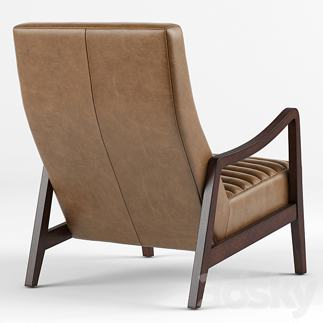 Elkan Modern Classic Camel Leather Brown Armchair 3DSMax File - thumbnail 3