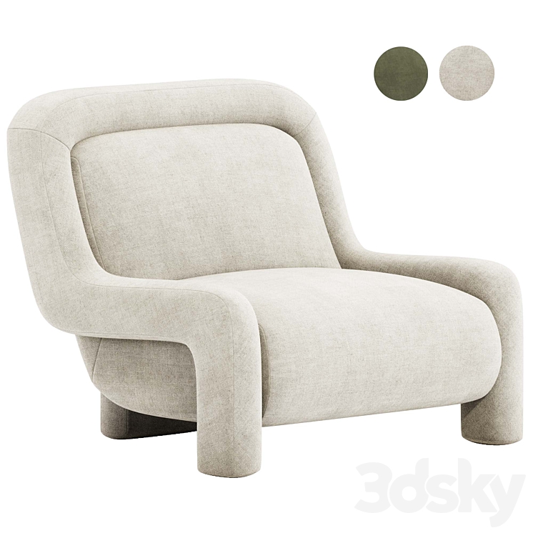 Ellis Chair Mohair Pewter 3DS Max Model - thumbnail 1