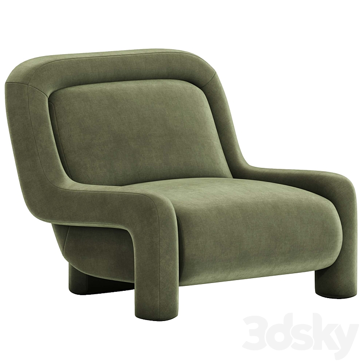 Ellis Chair Mohair Pewter 3DS Max Model - thumbnail 2