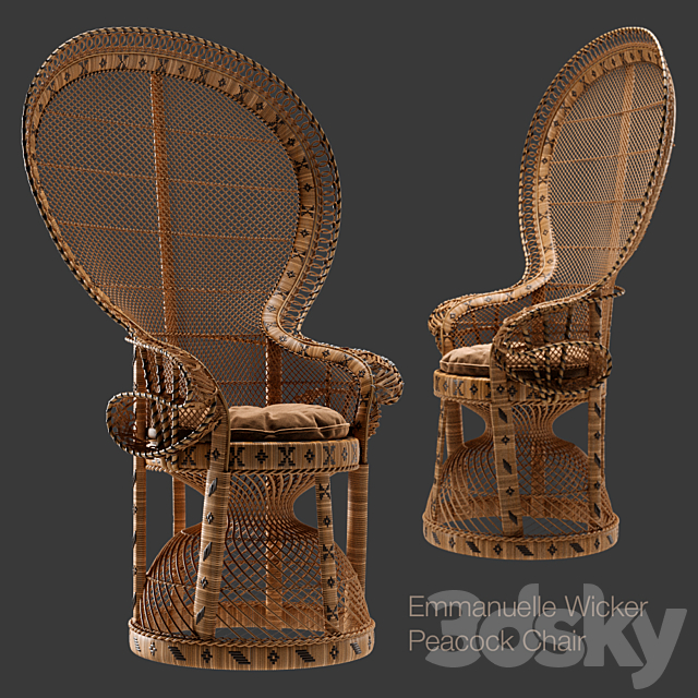 Emmanuelle Wicker Peacock Chair 3ds Max - thumbnail 1