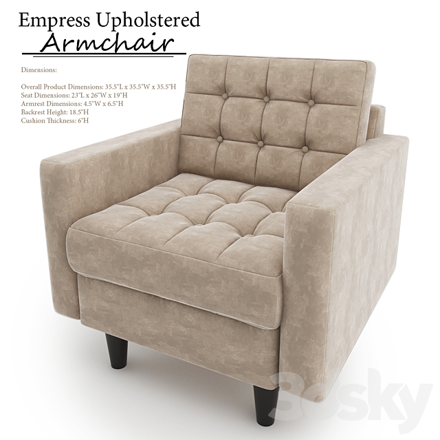 Empress Upholstered Armchair 3ds Max - thumbnail 1