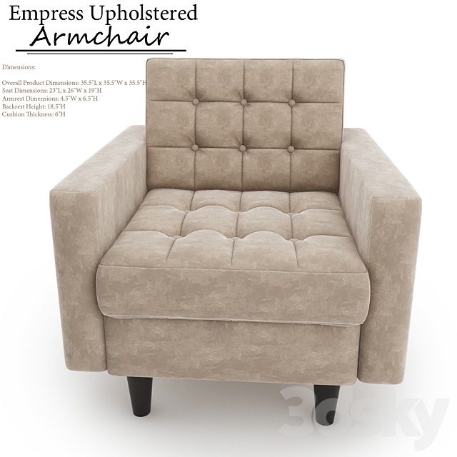 Empress Upholstered Armchair 3ds Max - thumbnail 2