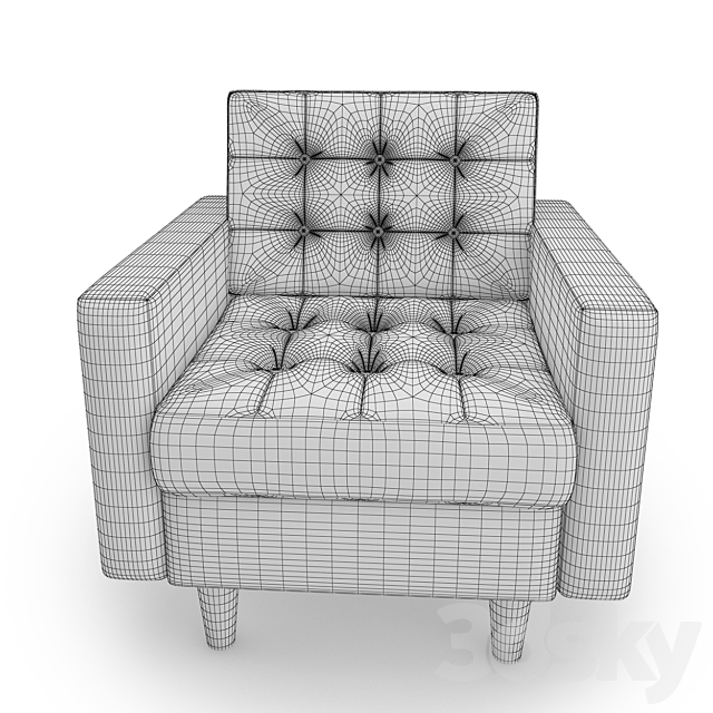 Empress Upholstered Armchair 3ds Max - thumbnail 3