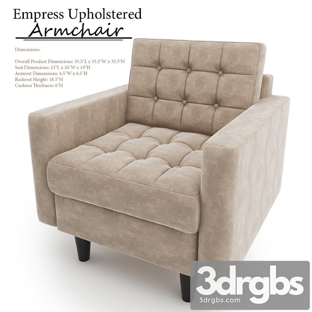 Empress Upholstered Armchair 3dsmax Download - thumbnail 1