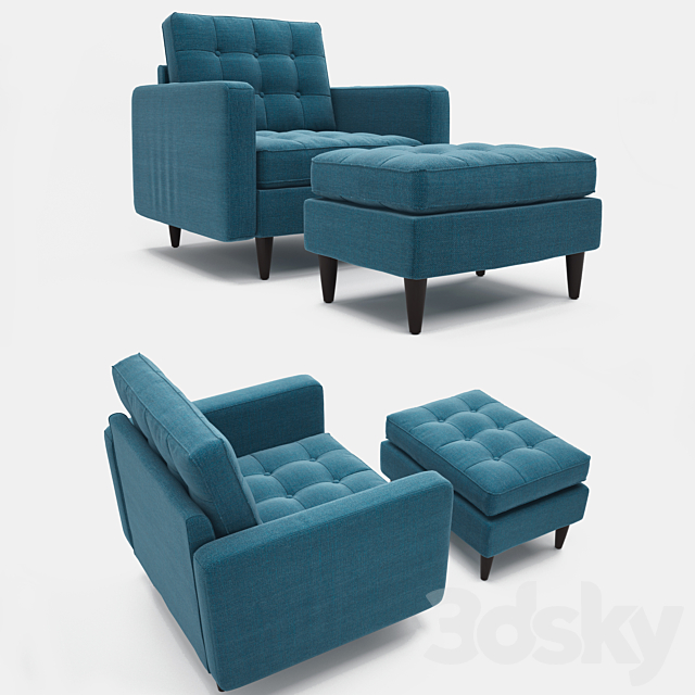 Empress Upholstered armchair and ottoma in Azure 3DSMax File - thumbnail 1