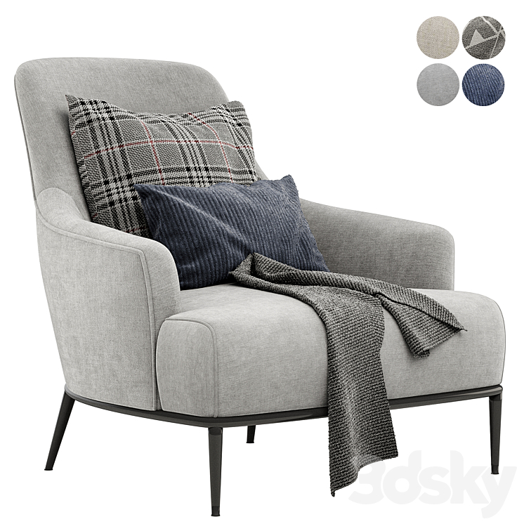 ESME Fabric armchair By Borzalino 3DS Max - thumbnail 2