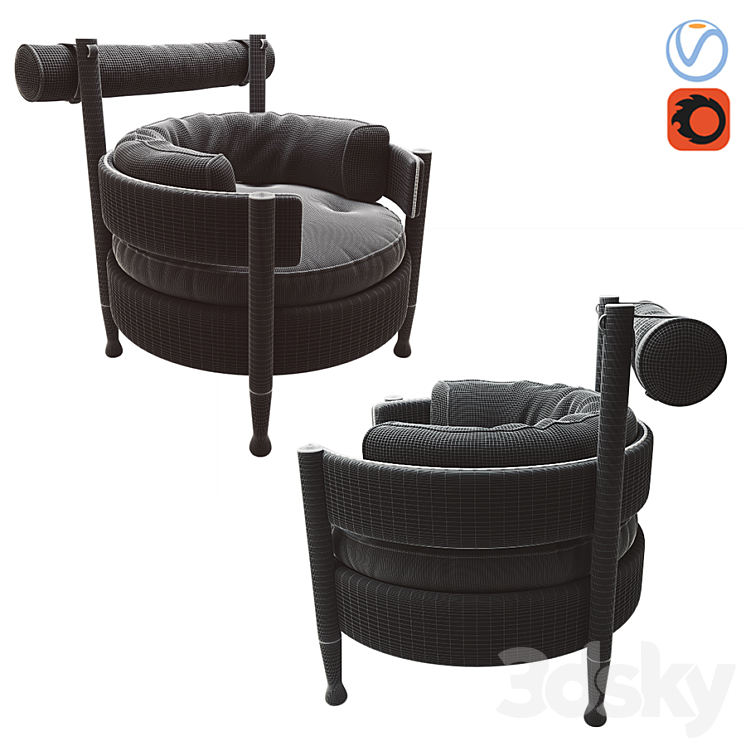 Espasso vivi armchair 3DS Max Model - thumbnail 2