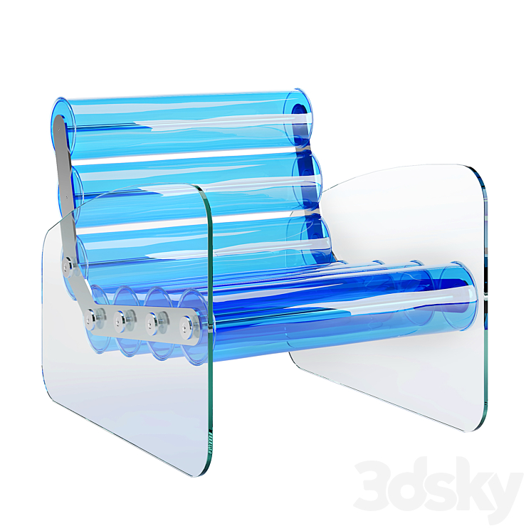 Exclusive MW 03 Tempered Glass Armchair by Mojow 3DS Max Model - thumbnail 2