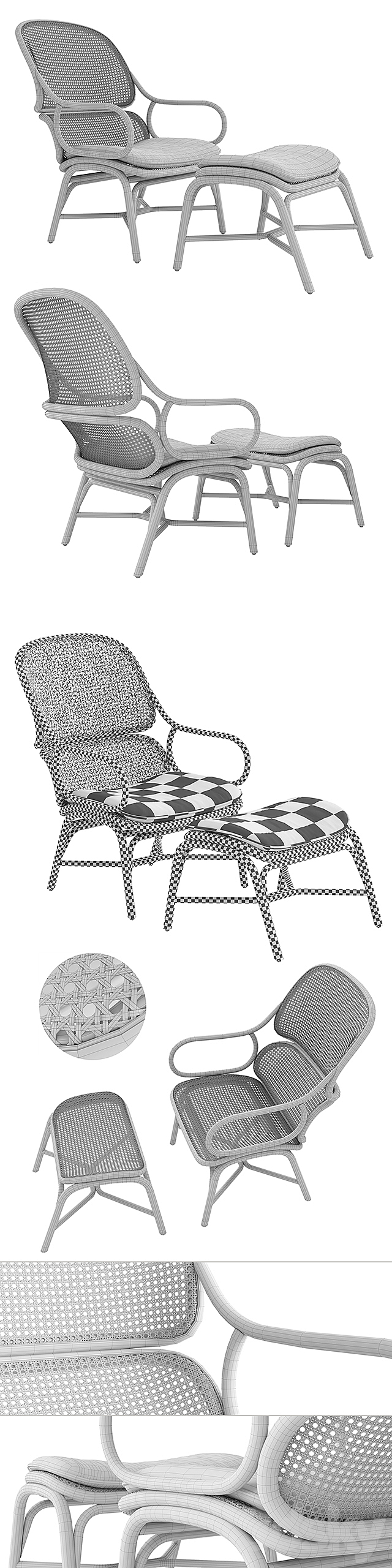 Expormim Frames Armchair with ottoman 3DS Max Model - thumbnail 3