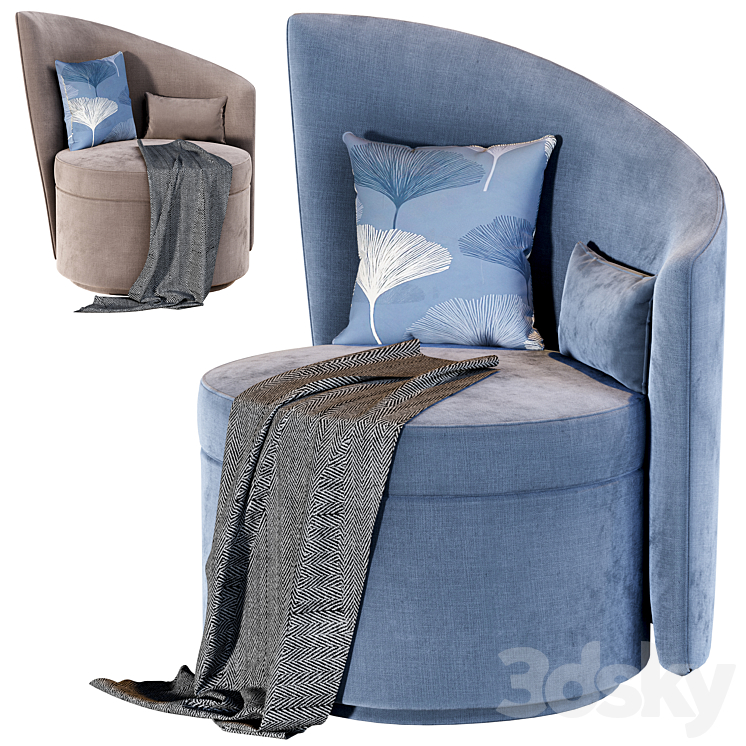 Fabric Armchair Camille by Sicis 3DS Max Model - thumbnail 2