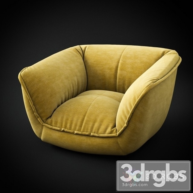 Fabric Yellow Armchair 3dsmax Download - thumbnail 1