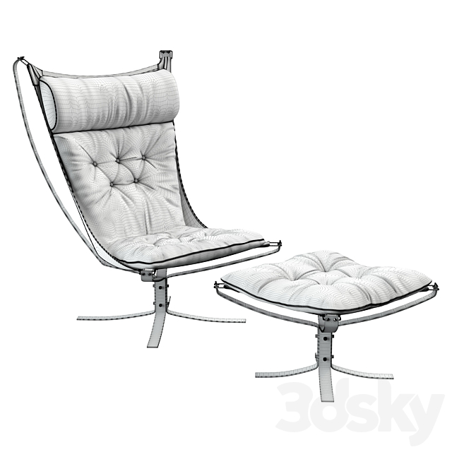 Falcon Chrome Chair & Ottoman 3ds Max - thumbnail 3