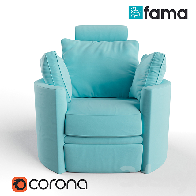 Fama Leather Moon Chair 3DS Max Model - thumbnail 2