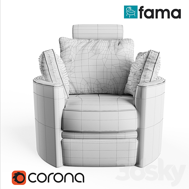 Fama Leather Moon Chair 3DS Max Model - thumbnail 3