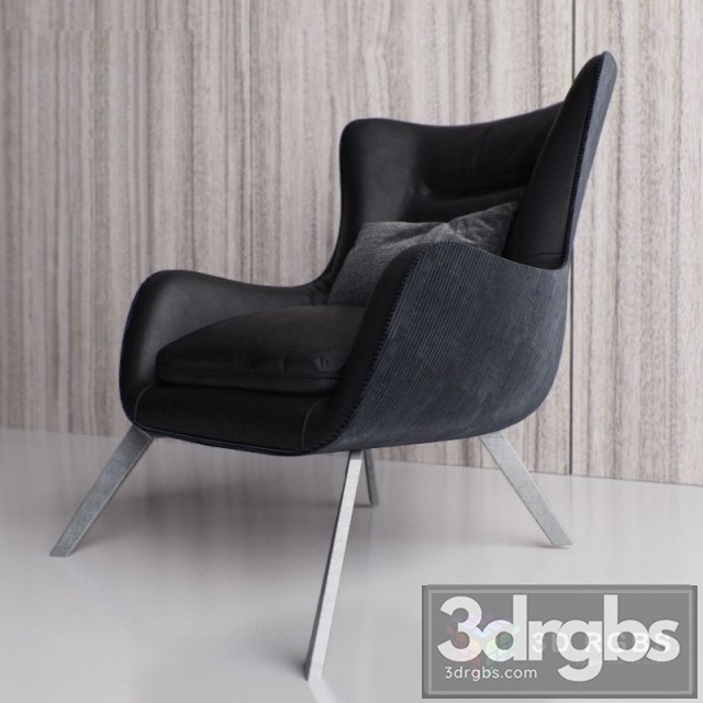 Fanky Black Armchair 3dsmax Download - thumbnail 1