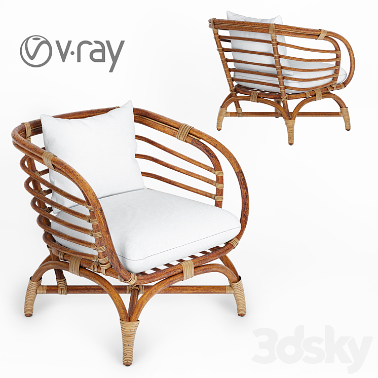 Farah armchair 3DS Max Model - thumbnail 1