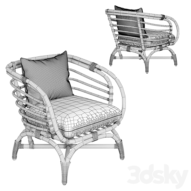 Farah armchair 3DS Max Model - thumbnail 2