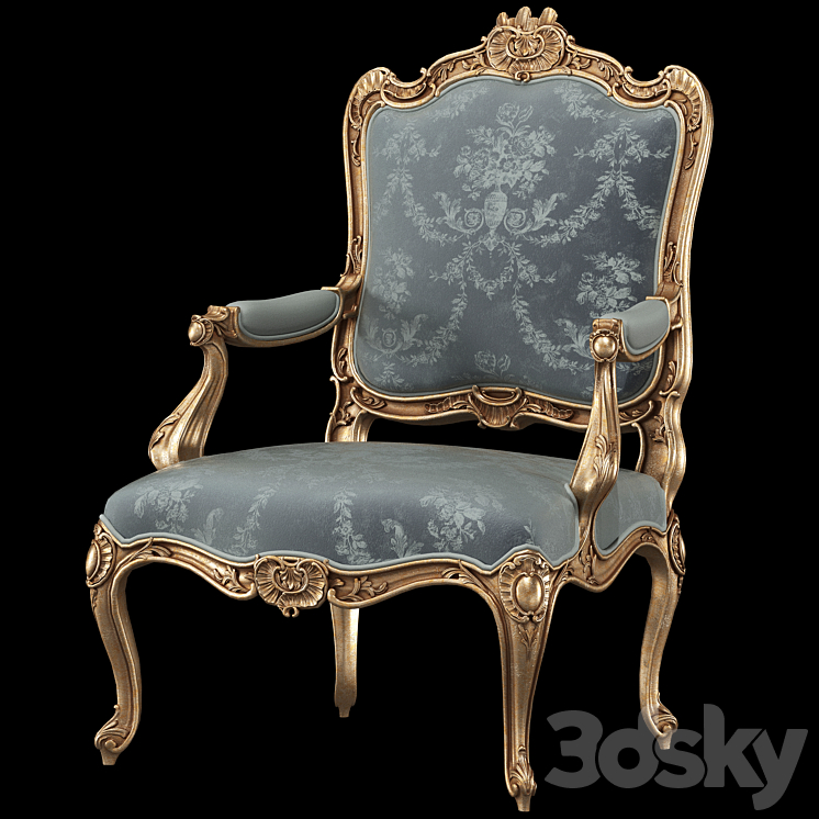 Fauteuil a la reine armchair 3DS Max Model - thumbnail 1