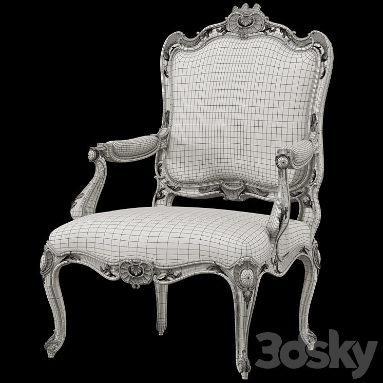 Fauteuil a la reine armchair 3DS Max Model - thumbnail 2