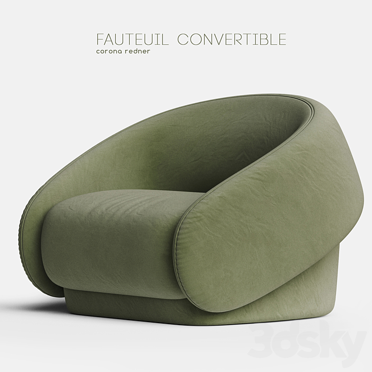 FAUTEUIL CONVERTIBLE ARMCHAIR 3DS Max - thumbnail 1