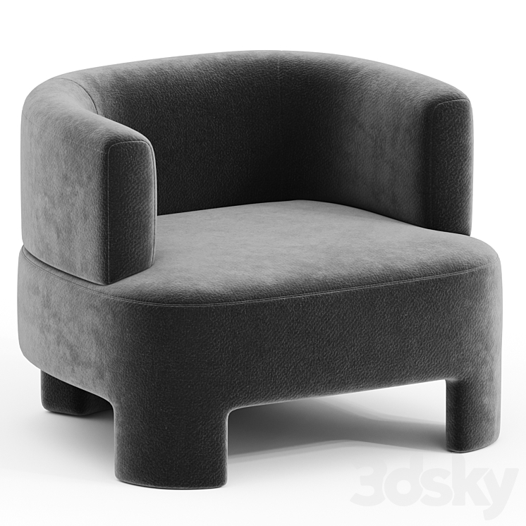 Fauteuil velours Darrel 3DS Max Model - thumbnail 1