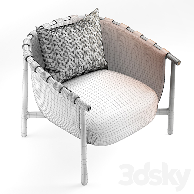 Fendi armchair Cleo 3DS Max Model - thumbnail 5