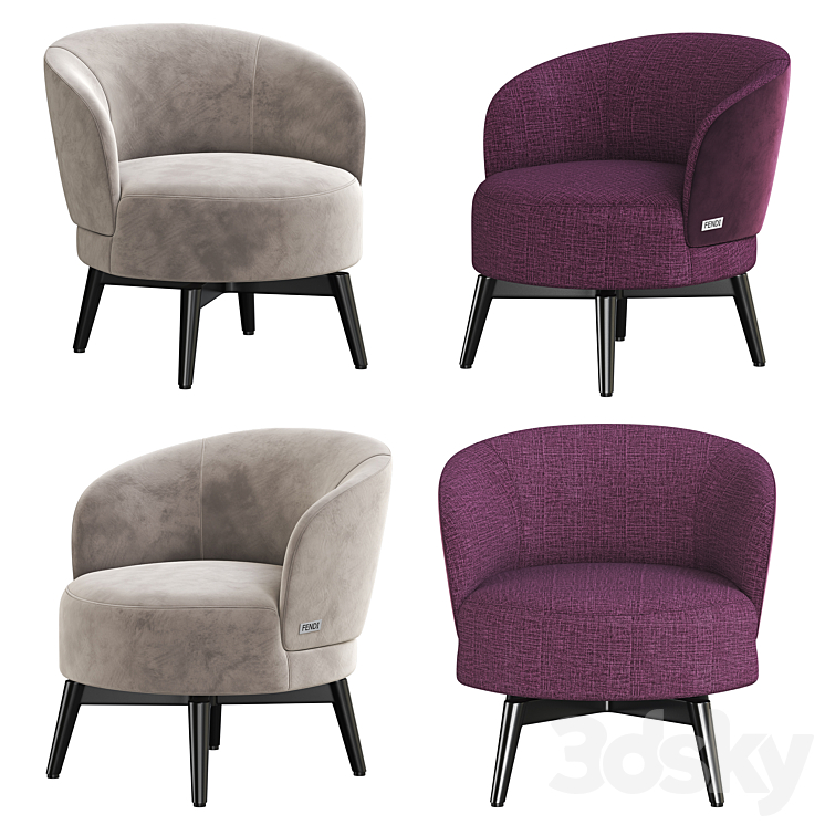 Fendi Casa Armchair 3DS Max Model - thumbnail 2