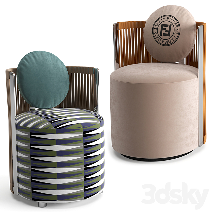 Fendi Casa Thea armchair 3DS Max - thumbnail 2