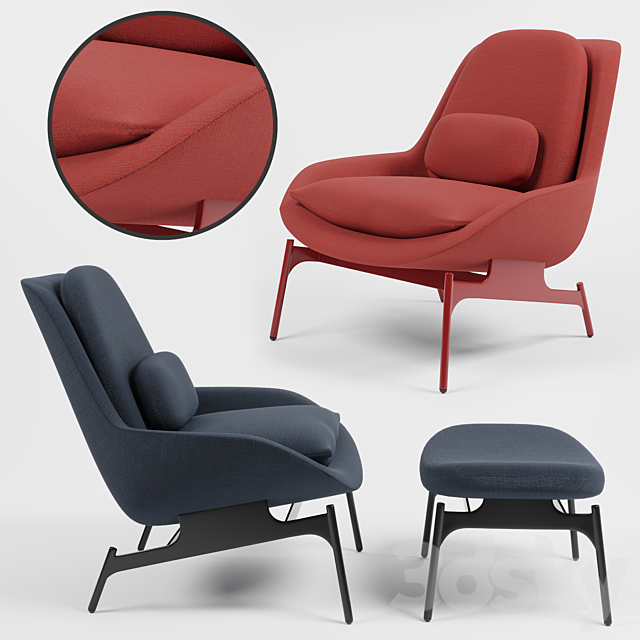 Field Lounge Chair and Field Ottoman 3ds Max - thumbnail 1