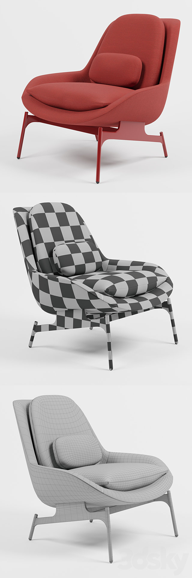 Field Lounge Chair and Field Ottoman 3ds Max - thumbnail 2