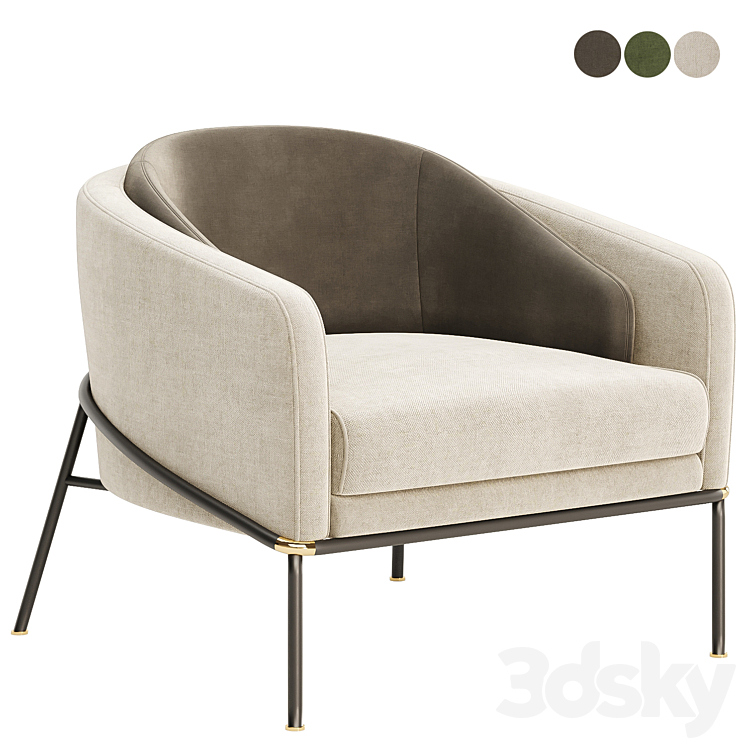 Fil Noir armchair by Minotti 3DS Max Model - thumbnail 1