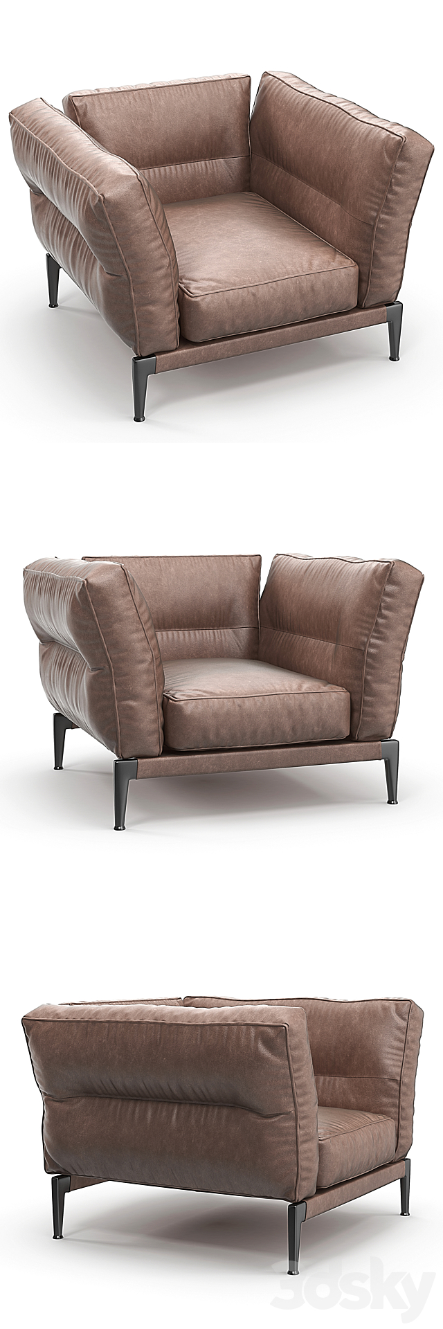 Flexform Adda armchair 3ds Max - thumbnail 2