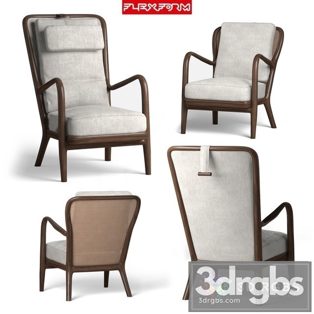 Flexform Agave Bergere Armchairs 3dsmax Download - thumbnail 1