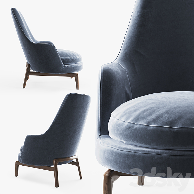 Flexform Leda Armchair 3DS Max - thumbnail 2