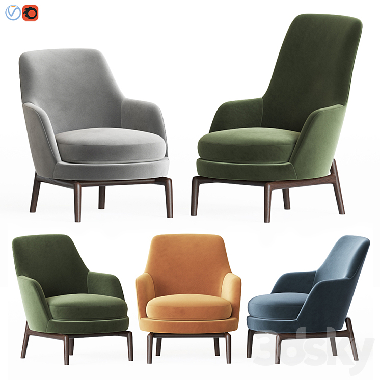 Flexform Leda Armchair Set 3DS Max - thumbnail 1