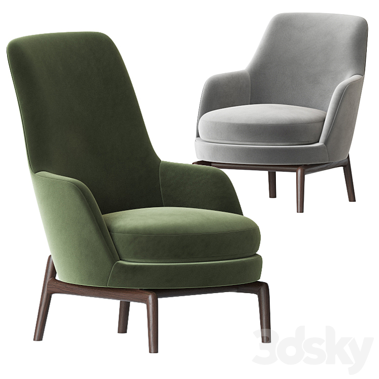 Flexform Leda Armchair Set 3DS Max - thumbnail 2