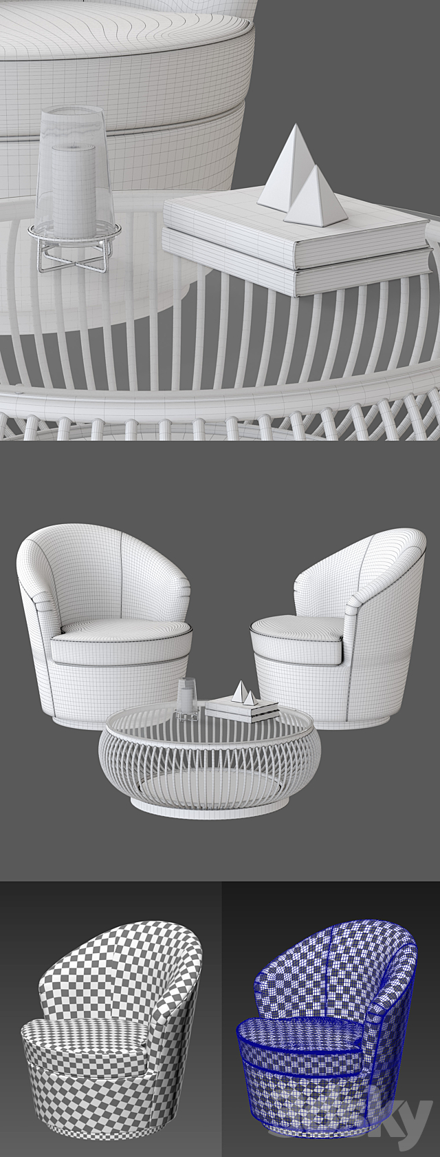 Floradora Swivel chair 3DS Max Model - thumbnail 3