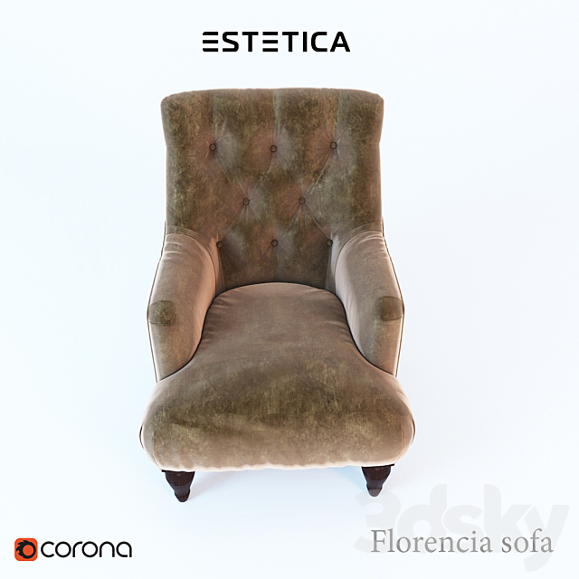 Florence armchair furniture factory Estetica. 3DS Max Model - thumbnail 2