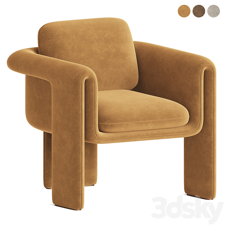 Floria velvet armchair 3DS Max - thumbnail 1