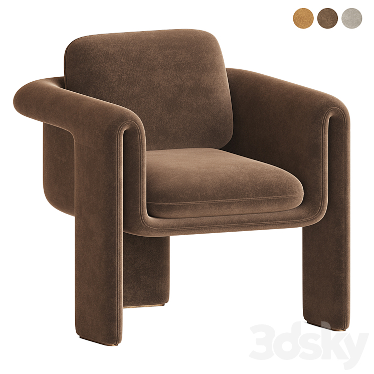 Floria velvet armchair 3DS Max - thumbnail 2