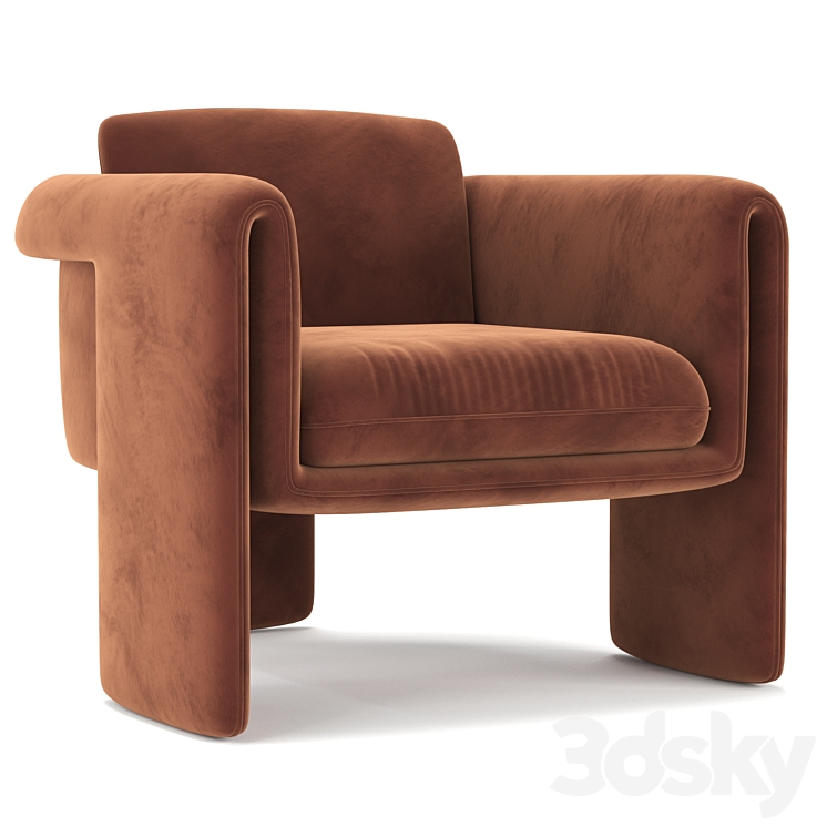 Floria Velvet Chair 3DS Max Model - thumbnail 3