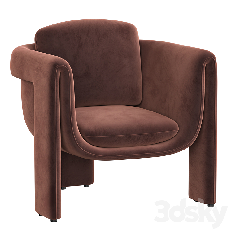 Floria velvet chair 3DS Max - thumbnail 1