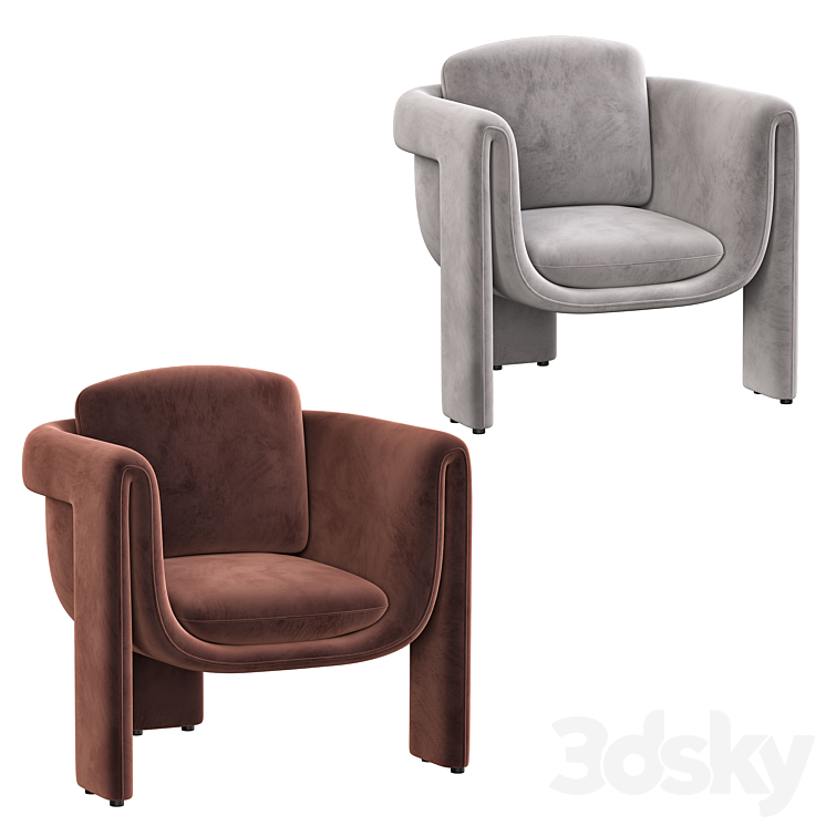 Floria velvet chair 3DS Max - thumbnail 2