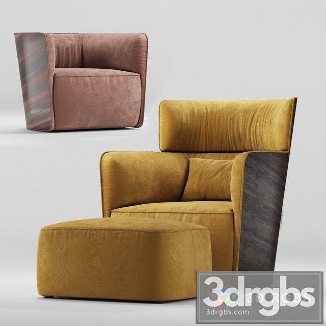 Flou Soft Wing Armchair 3dsmax Download - thumbnail 1