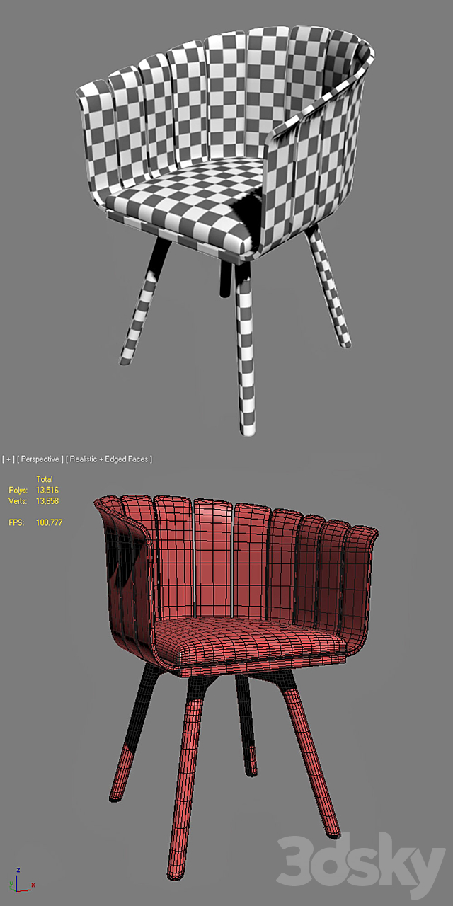 FLOWER CUP Chair 3ds Max - thumbnail 3