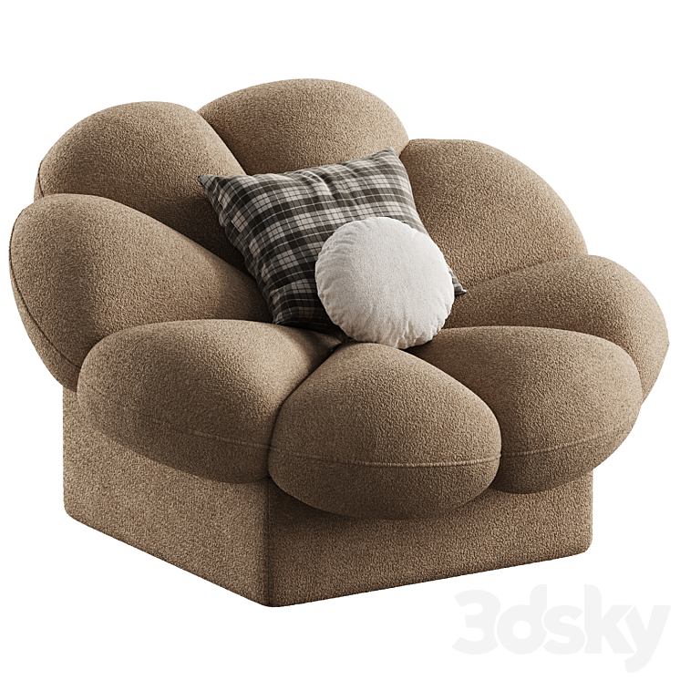 flower shape armchair 3DS Max Model - thumbnail 2