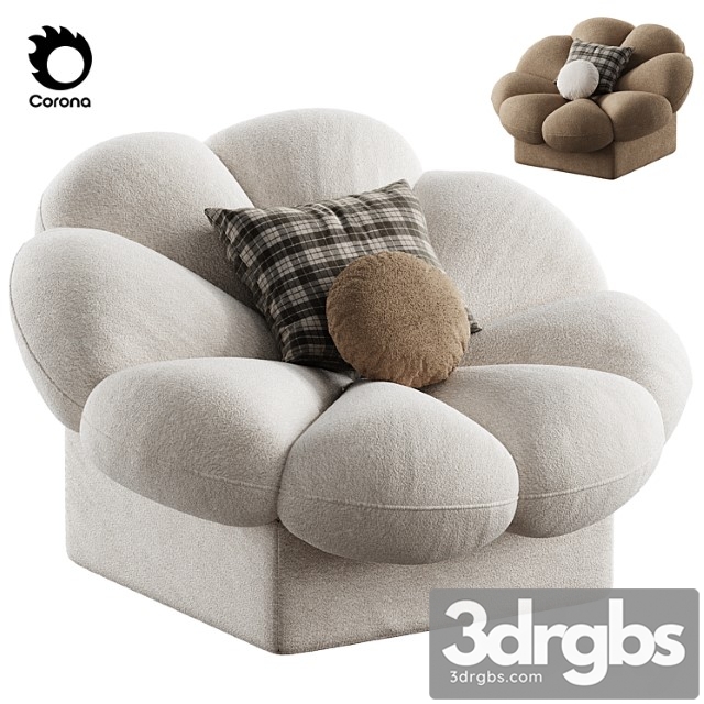 Flower Shape Armchair 3dsmax Download - thumbnail 1