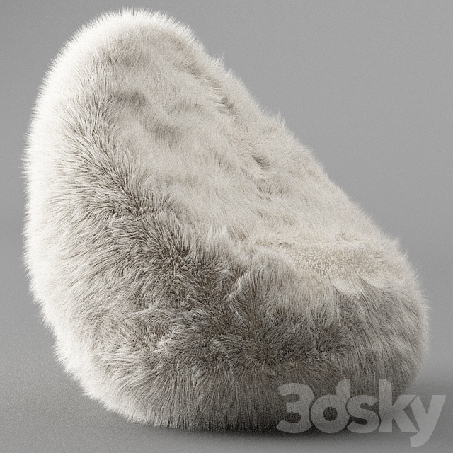 Fluffy bean bag chair 3DS Max Model - thumbnail 2