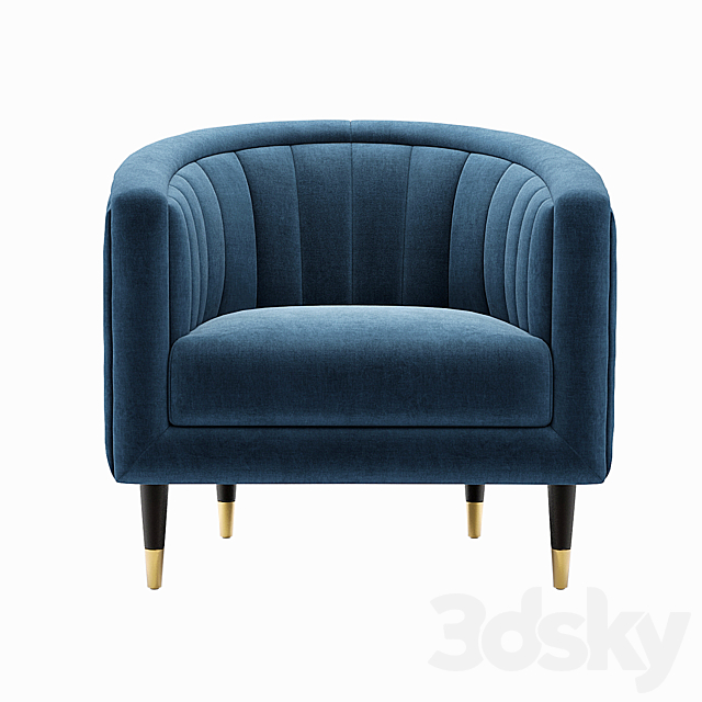 Fluted Juno Velvet Occasional Chair 3DS Max Model - thumbnail 2